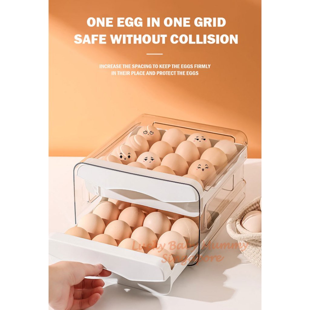 Egg Storage Box with Drawer Double Layer