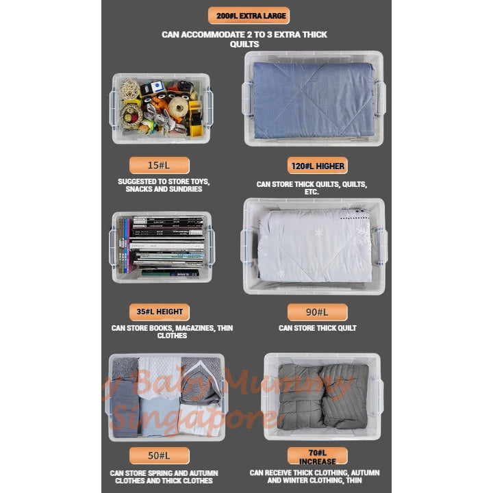 Stackable Transparent Storage Box / Storage Organisers / Multipurpose PP Storage Container with Handle