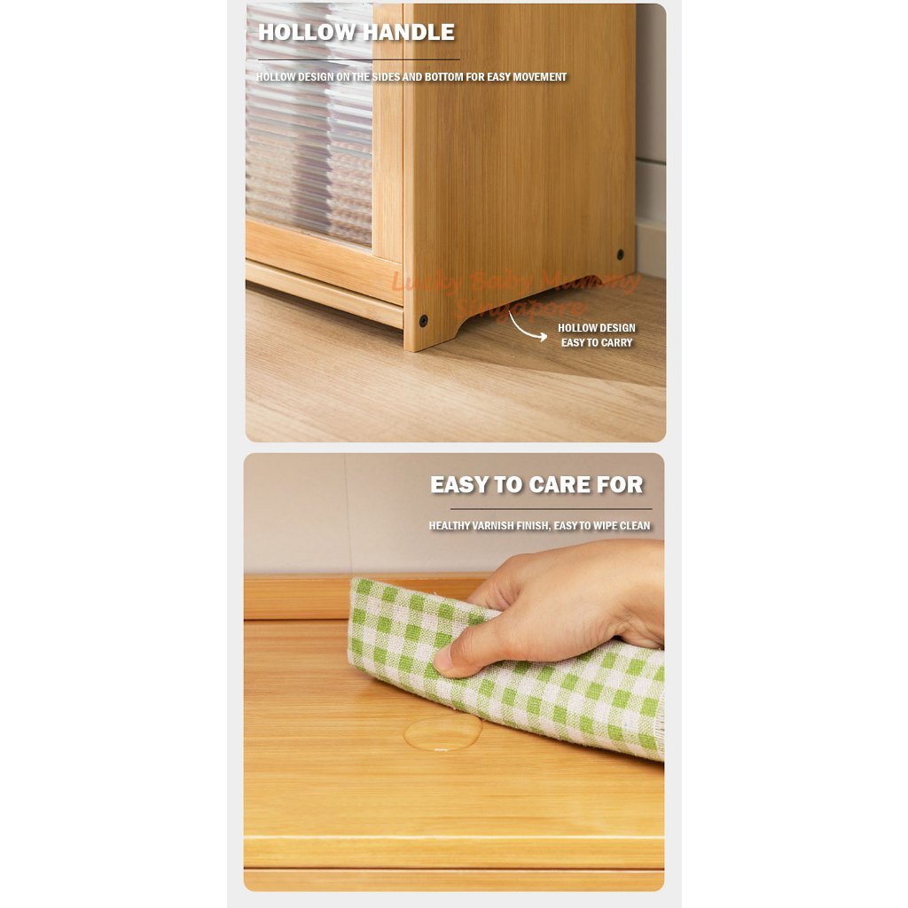 Kitchen Bamboo Cabinet with Acrylic Transparent Door