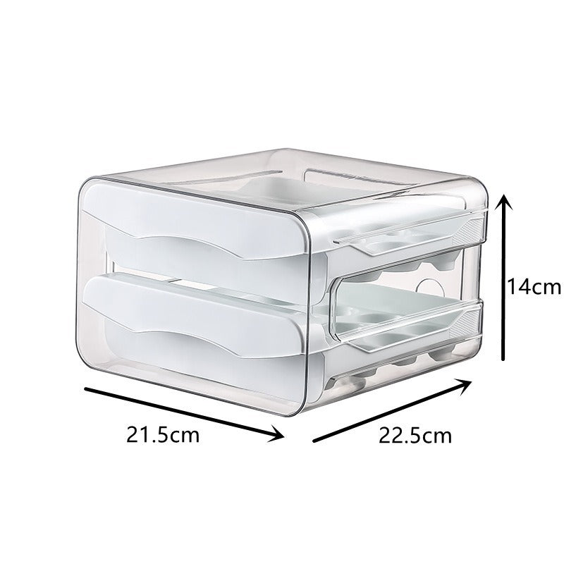 Egg Storage Box with Drawer Double Layer