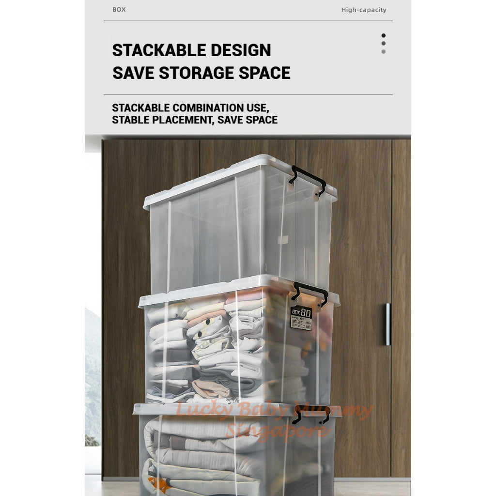 Stackable Transparent Storage Box / Storage Organisers / Multipurpose PP Storage Container with Handle