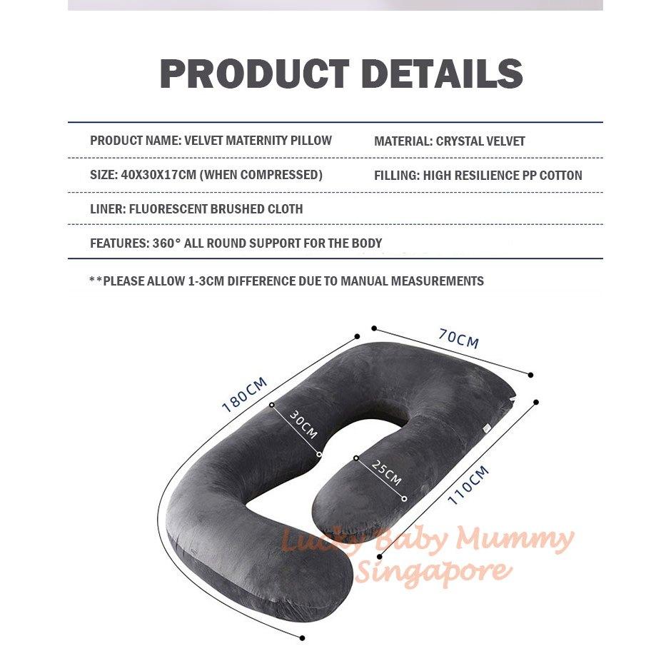 U-Shaped Crystal Velvet Maternity Pillow