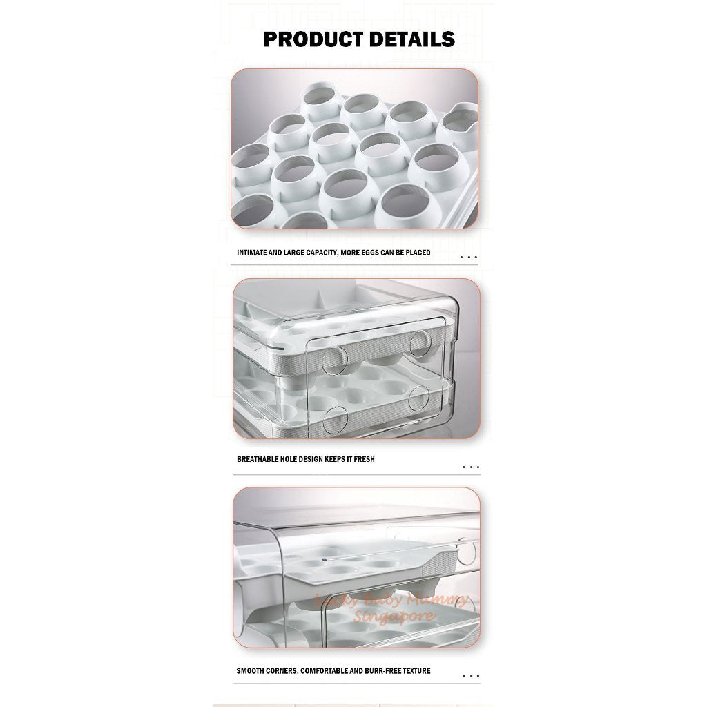 Egg Storage Box with Drawer Double Layer