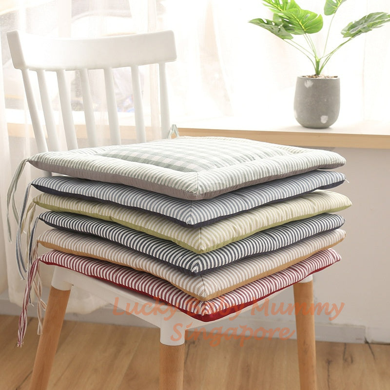 Cotton-Linen Checkered Cushion / Cover Sofa Office Chair / Square Seat Cushion / Colourful Mat Cushion