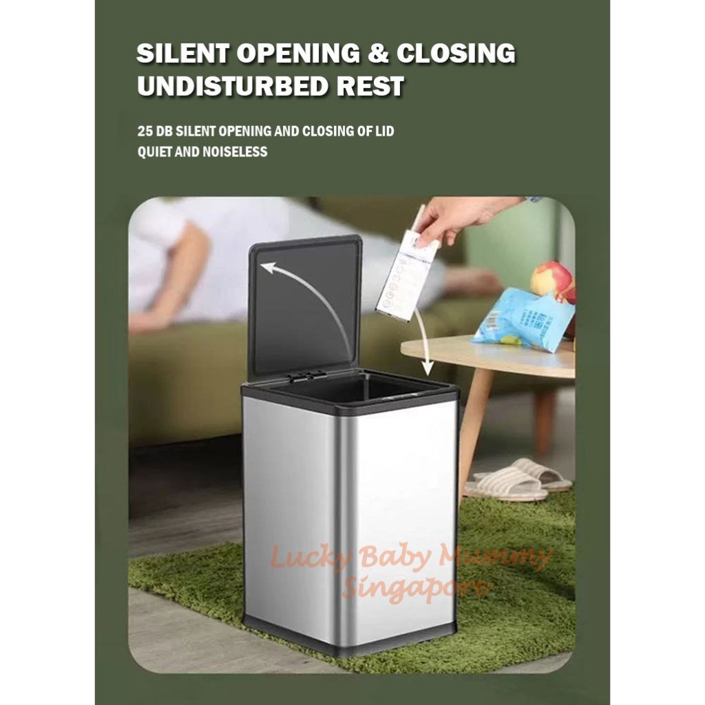 Stainless Steel Smart Dustbin Automatic Motion Sensor Stylish Bedroom Bathroom/Large Capacity
