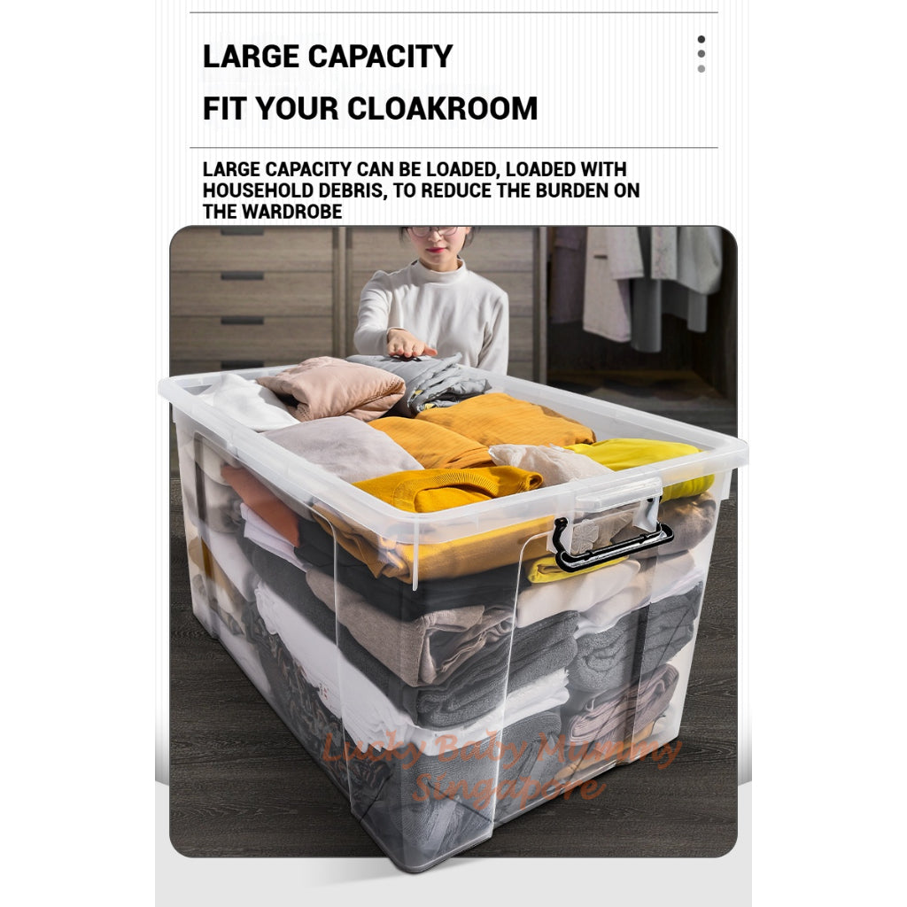 Stackable Transparent Storage Box / Storage Organisers / Multipurpose PP Storage Container with Handle