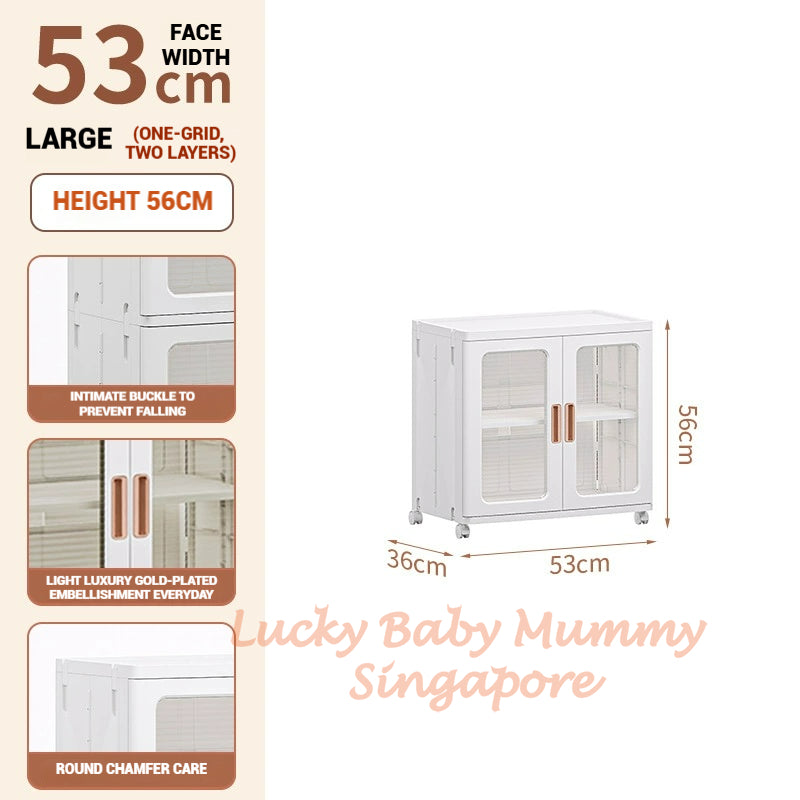 Stackable Multilayer Storage Cabinet with Wheels/Foldable Partitioned Rack/Plastic Storage Drawers