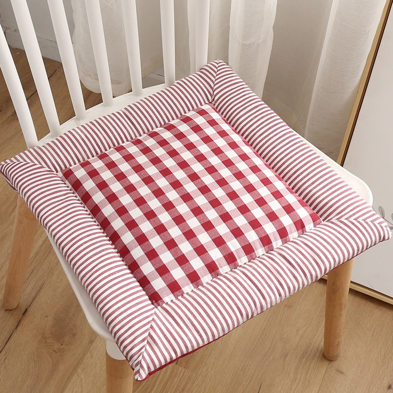 Cotton-Linen Checkered Cushion / Cover Sofa Office Chair / Square Seat Cushion / Colourful Mat Cushion