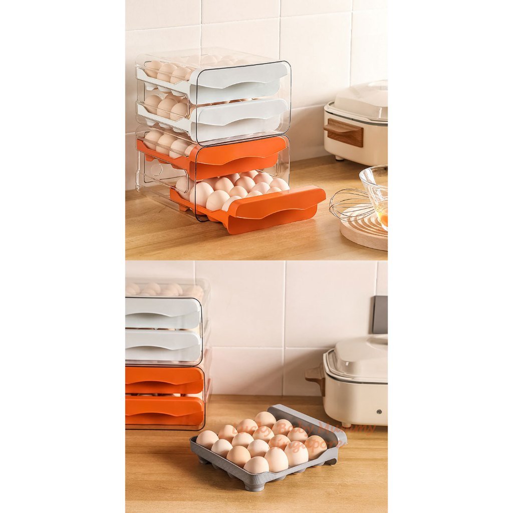 Egg Storage Box with Drawer Double Layer