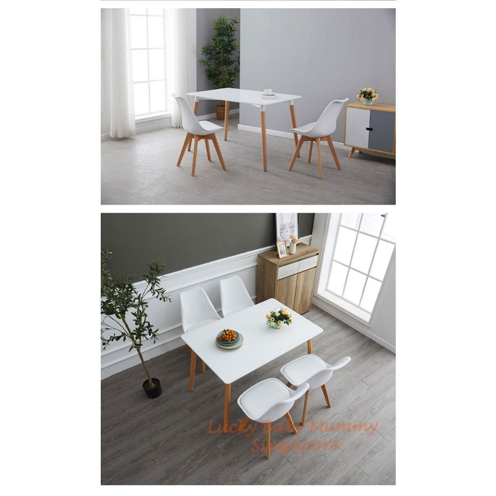 Minimalist Dining Table with Wooden Legs