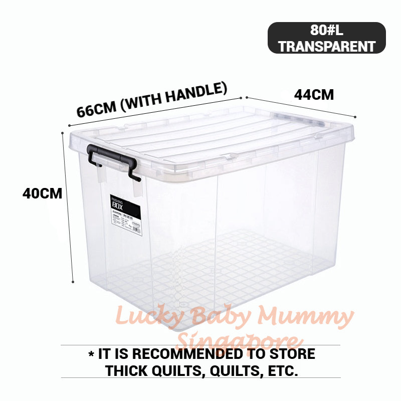 Stackable Transparent Storage Box / Storage Organisers / Multipurpose PP Storage Container with Handle