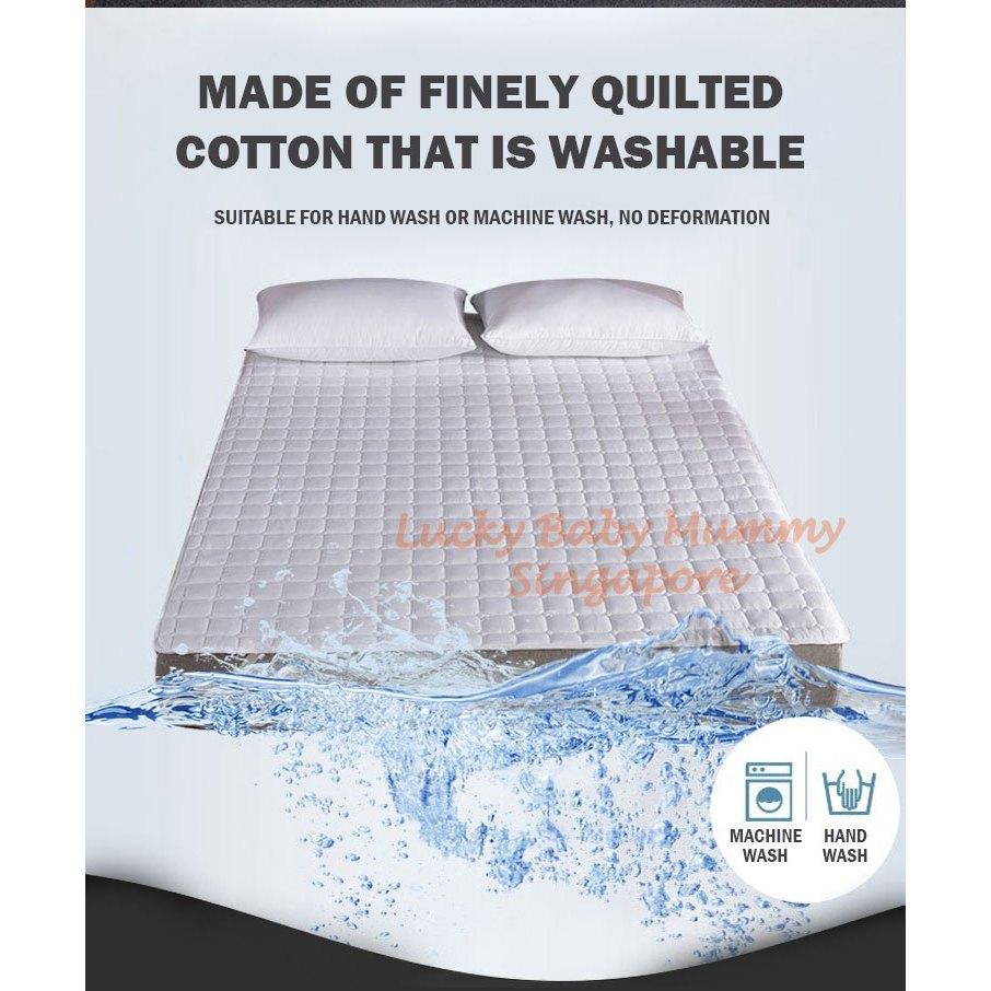Mattress Protector with Elastic Band 4 Sizes Cotton Topper Household Bedding Washable Breathable Pad