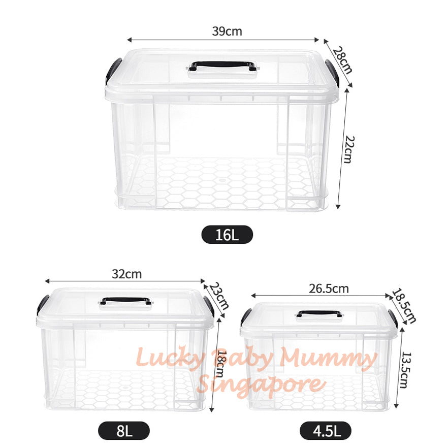 Transparent Multi-Use Storage Box / Plastic Storage Container With Comfortable Handle / Storage Organiser