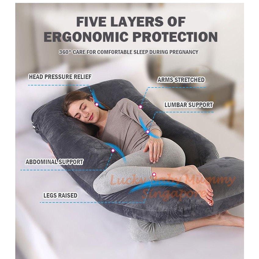 U-Shaped Crystal Velvet Maternity Pillow