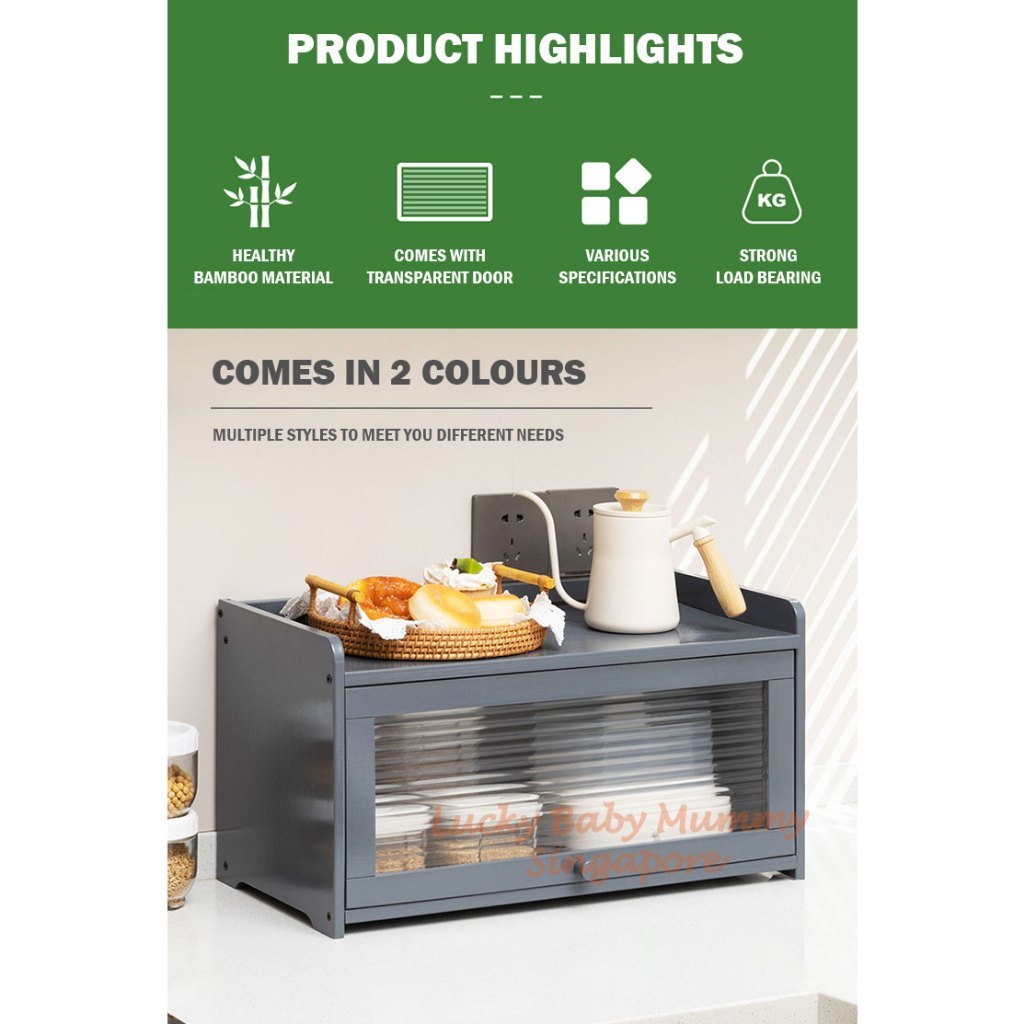 Kitchen Bamboo Cabinet with Acrylic Transparent Door