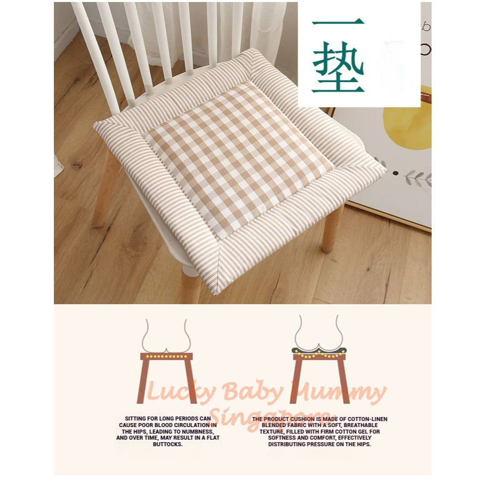 Cotton-Linen Checkered Cushion / Cover Sofa Office Chair / Square Seat Cushion / Colourful Mat Cushion