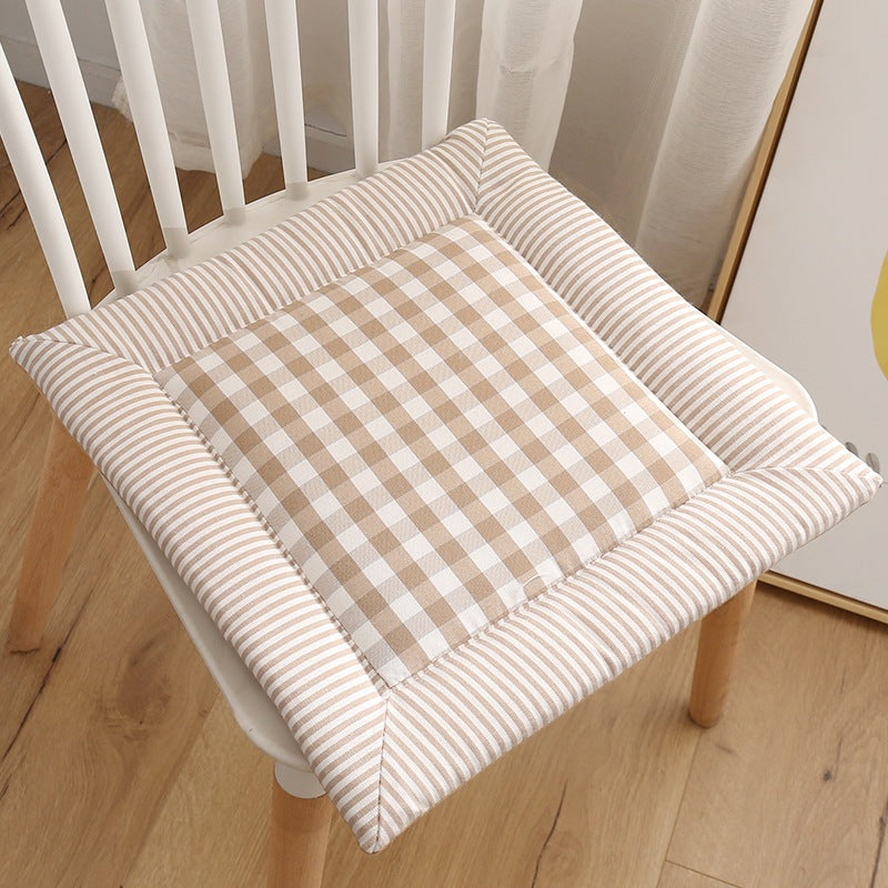 Cotton-Linen Checkered Cushion / Cover Sofa Office Chair / Square Seat Cushion / Colourful Mat Cushion
