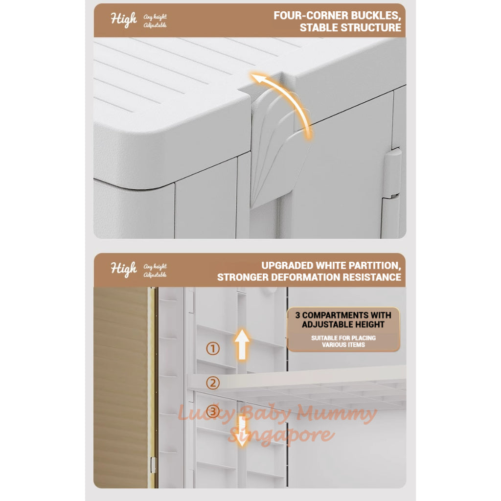 Stackable Multilayer Storage Cabinet with Wheels/Foldable Partitioned Rack/Plastic Storage Drawers