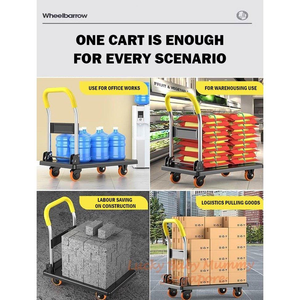 Foldable Large Capacity Mute Trolley with Armrest