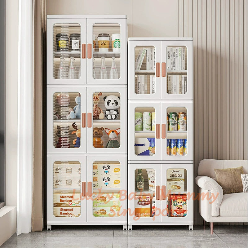 Stackable Multilayer Storage Cabinet with Wheels/Foldable Partitioned Rack/Plastic Storage Drawers