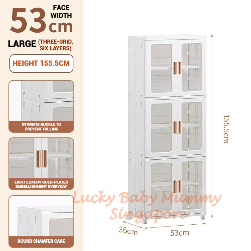 Stackable Multilayer Storage Cabinet with Wheels/Foldable Partitioned Rack/Plastic Storage Drawers