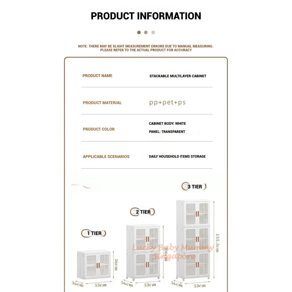 Stackable Multilayer Storage Cabinet with Wheels/Foldable Partitioned Rack/Plastic Storage Drawers