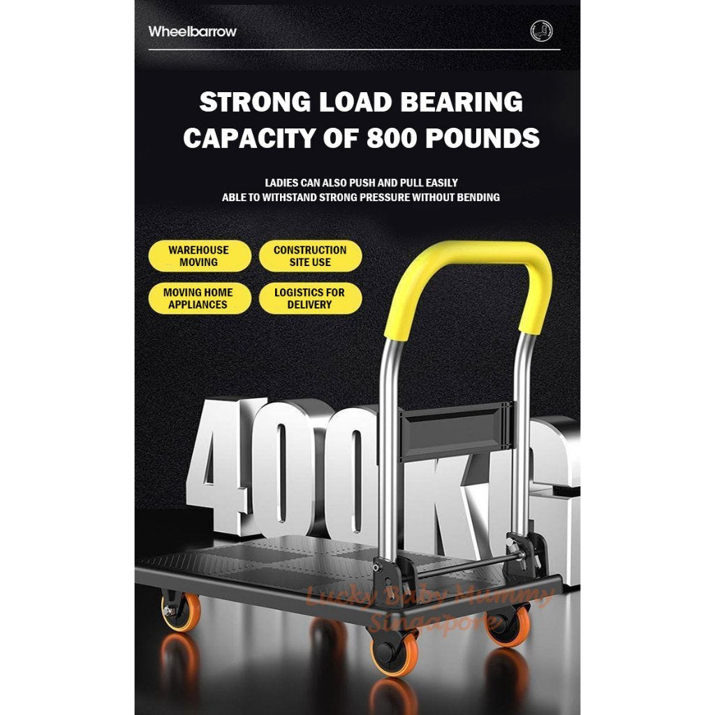 Foldable Large Capacity Mute Trolley with Armrest