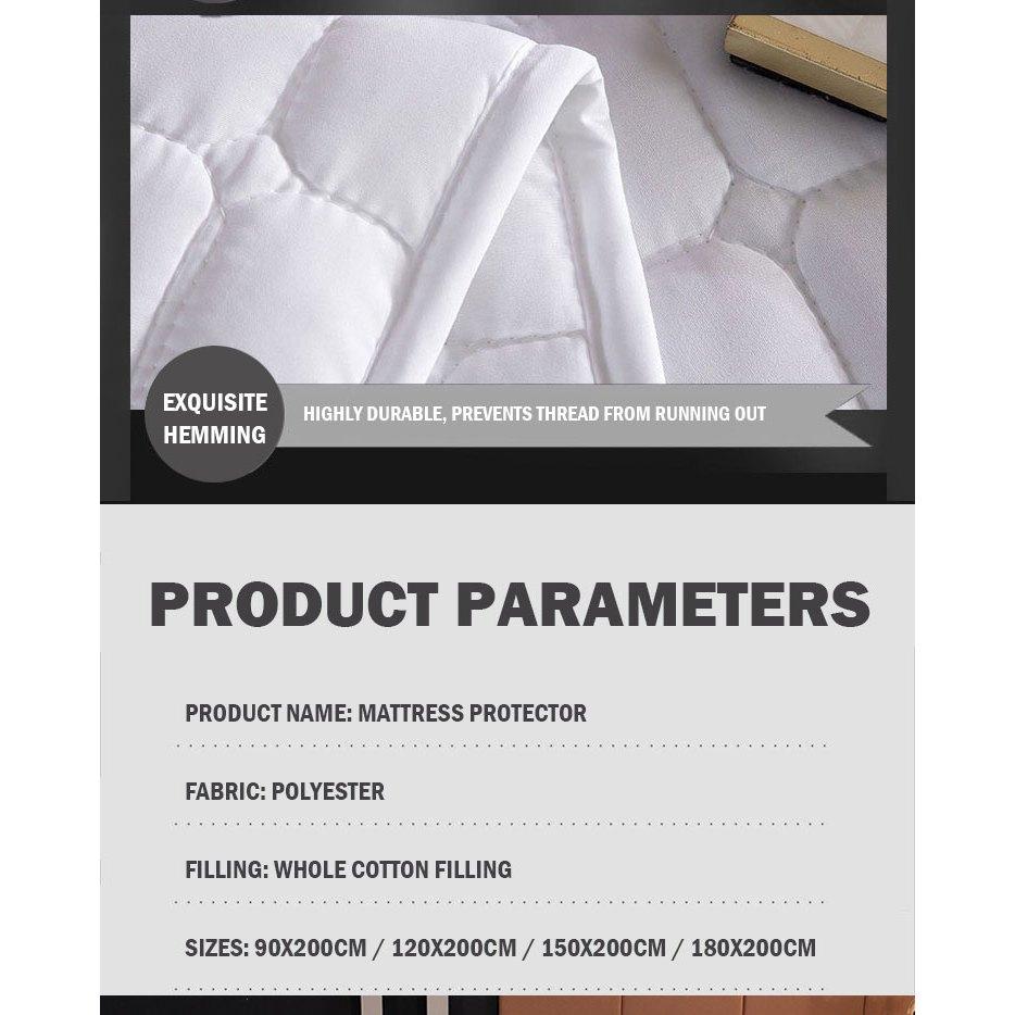 Mattress Protector with Elastic Band 4 Sizes Cotton Topper Household Bedding Washable Breathable Pad