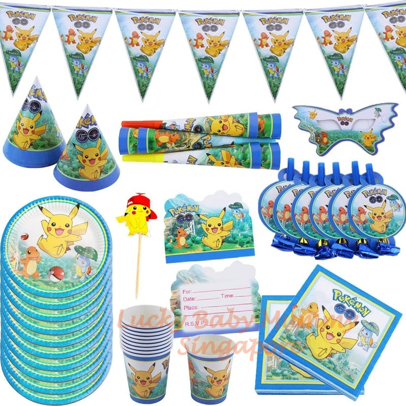 【Blue Series】Pokemon Party Supplies / Pokemon Theme Party Decoration / Event Kit / Birthday Ornament