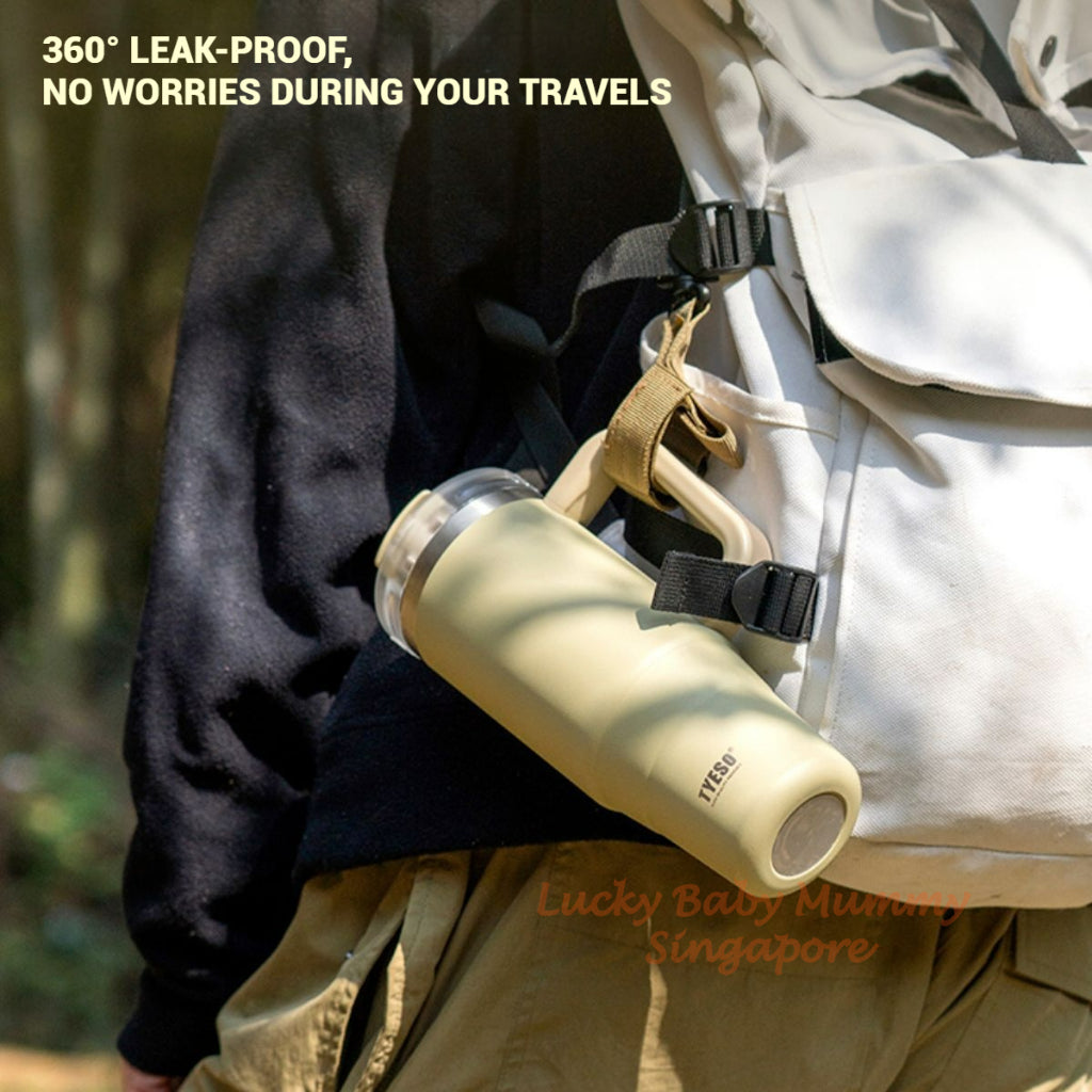 TYESO Thermal Tumbler with Handle /304 Stainless Steel Waterbottle / Flask / Cup With Straw/40oz Large Water Bottle