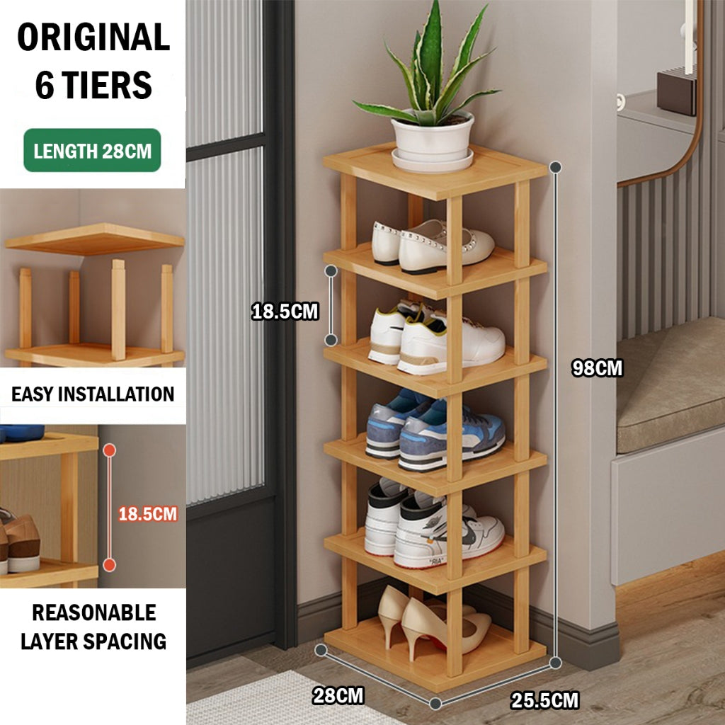 Stackable Bamboo Doorway Shoe Rack