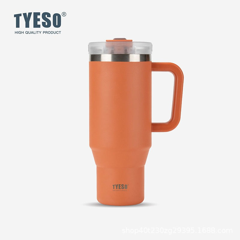 TYESO Thermal Tumbler with Handle /304 Stainless Steel Waterbottle / Flask / Cup With Straw/40oz Large Water Bottle
