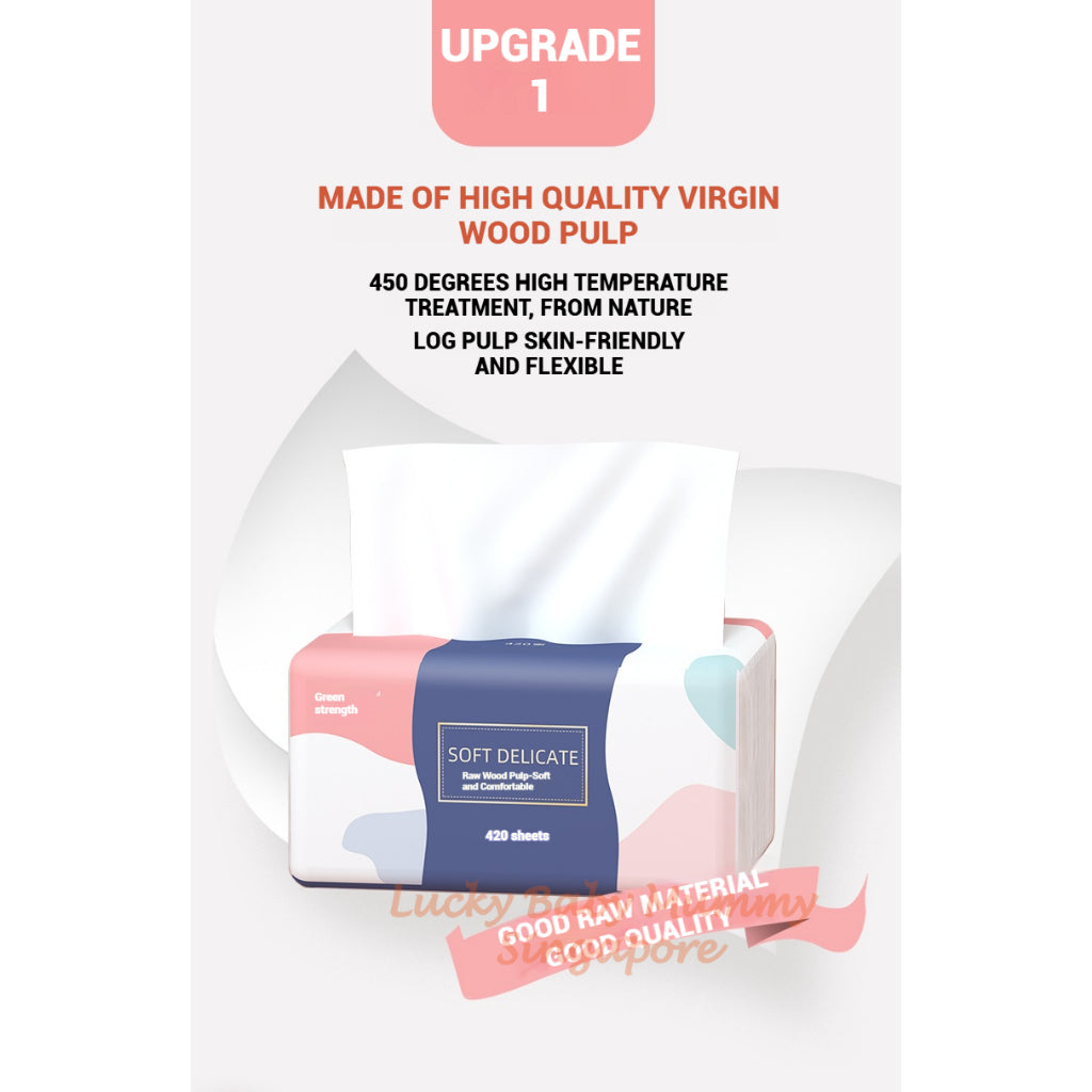 【18 Packs / Box】ManHua 5-Ply 420 Sheets / Soft Delicate Tissue / Thick Facial Drawing Tissue Paper Bag