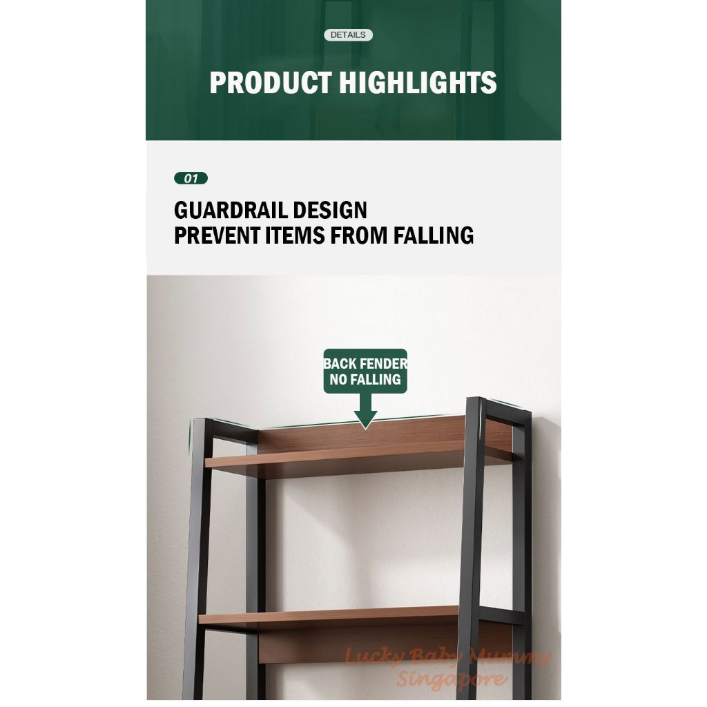 Steel Wood Bookshelf Wall Trapezoid Storage Rack