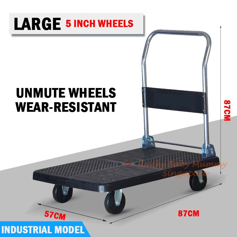 Foldable Large Capacity Mute Trolley with Armrest
