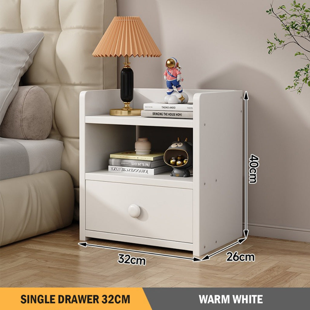 Modern Minimalist Narrow Bedside Table with Drawers