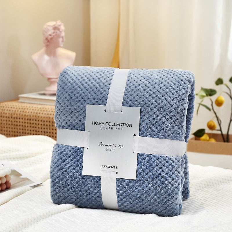 Solid Color Flannel Blanket / Thickened Luxury Waffle Blanket / Living Room Sofa Soft Blankets