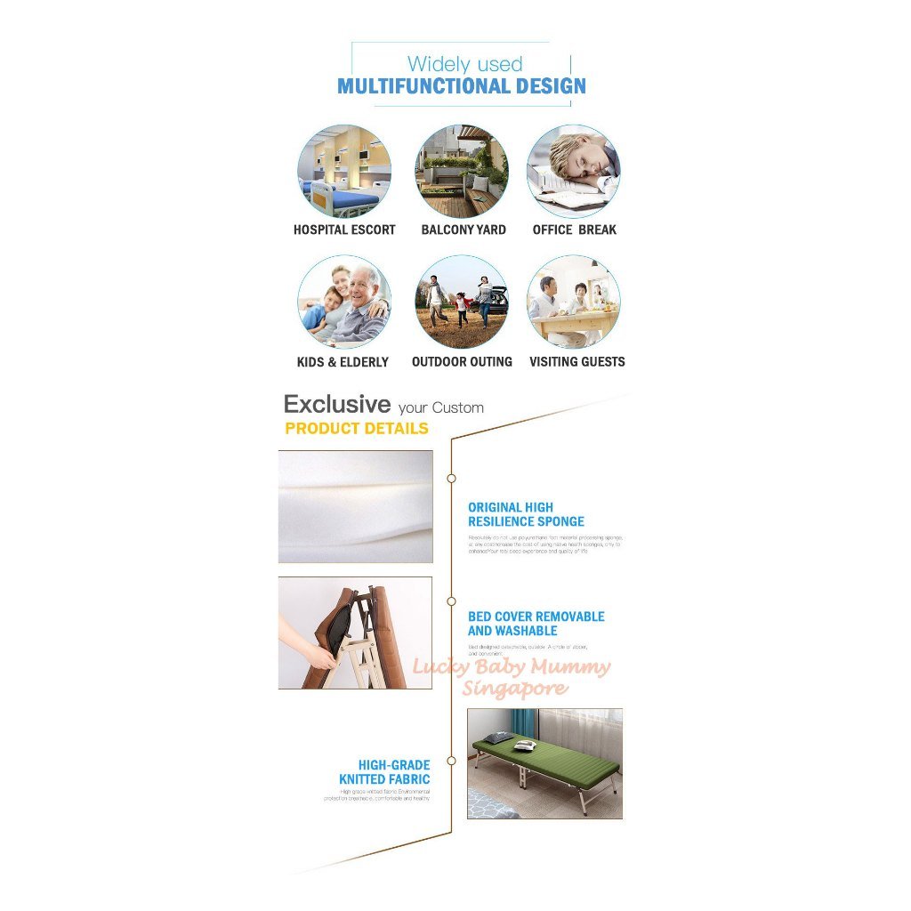 Foldable Single Bed with Adjustable Backrest