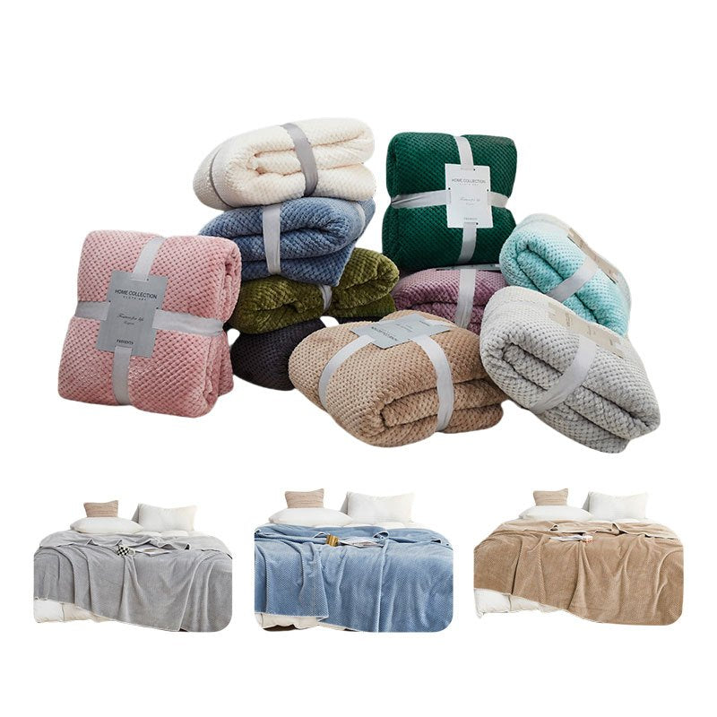 Solid Color Flannel Blanket / Thickened Luxury Waffle Blanket / Living Room Sofa Soft Blankets