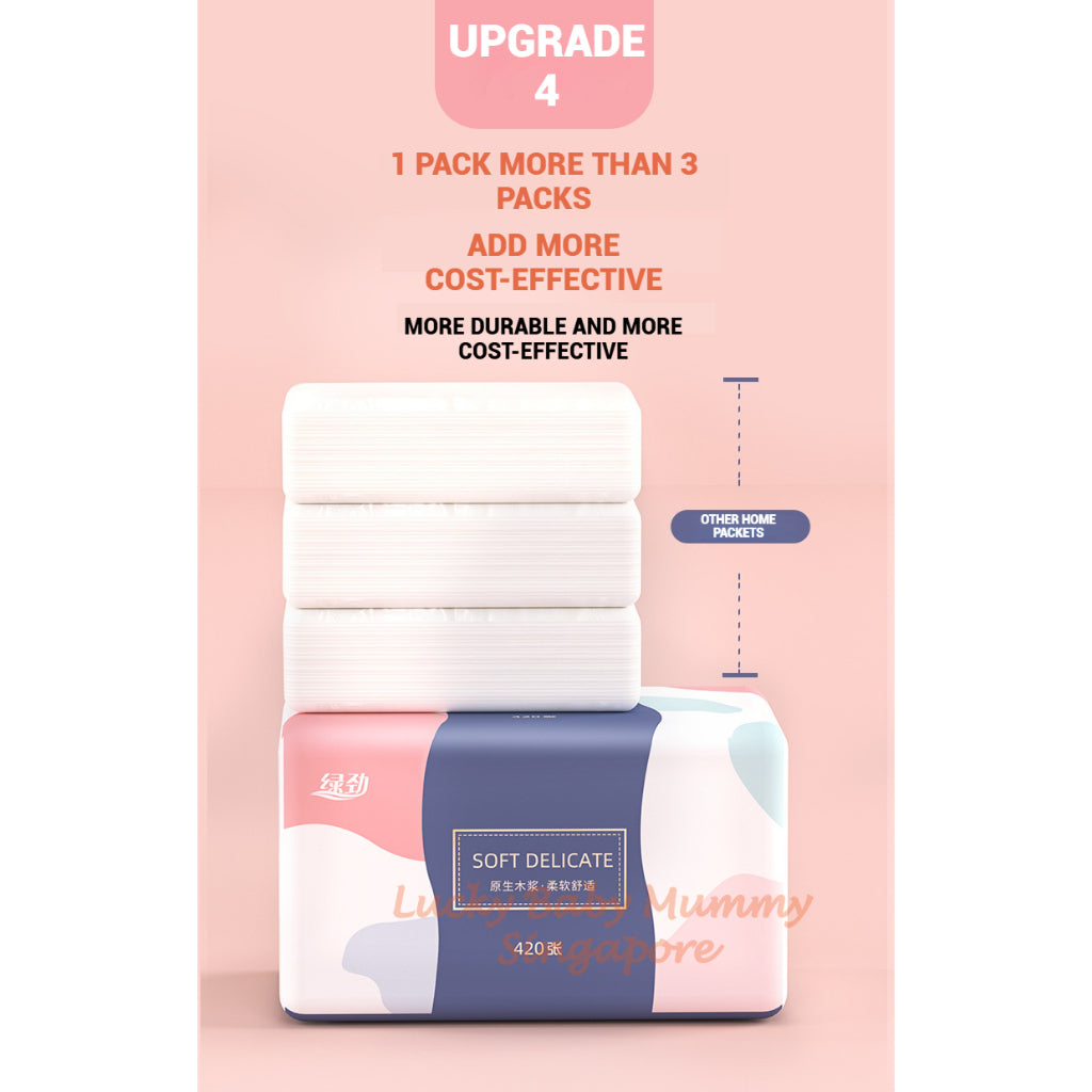 【18 Packs / Box】ManHua 5-Ply 420 Sheets / Soft Delicate Tissue / Thick Facial Drawing Tissue Paper Bag