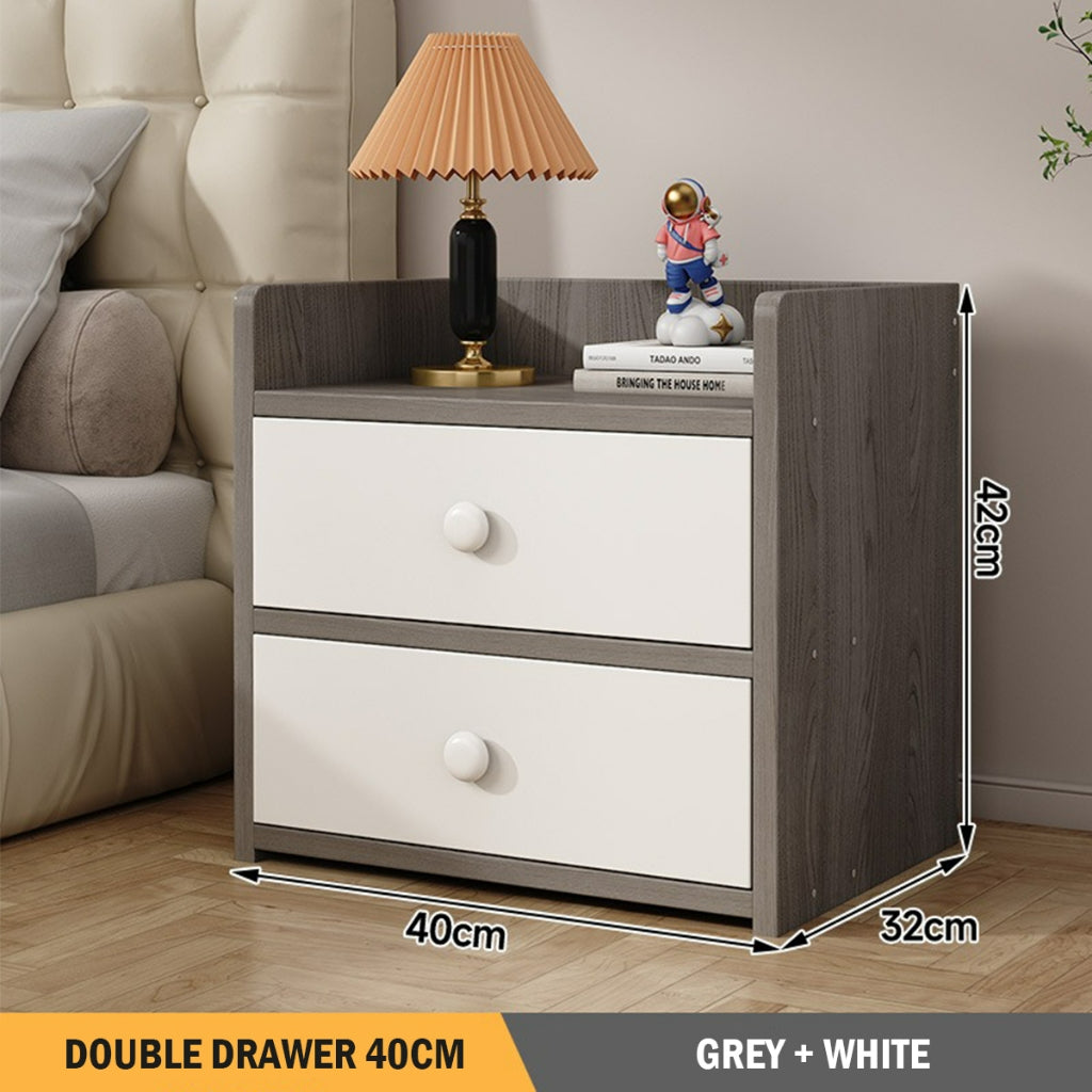 Modern Minimalist Narrow Bedside Table with Drawers