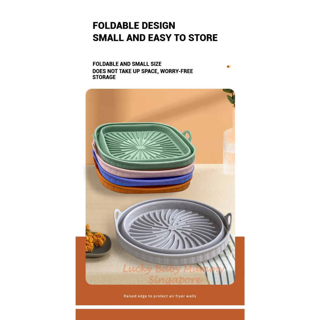 Foldable Silicone Air Fryer Mat / Foldable Airfryer Basket / Square And Round Baking Pan / Reusable Pot
