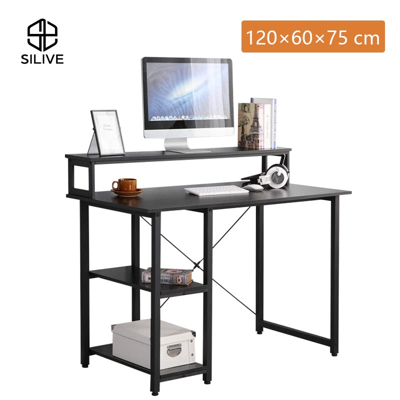 Double Layer Simple Style Table Minimalist Study Table with Bookshelf Computer Table PC Desk Furniture