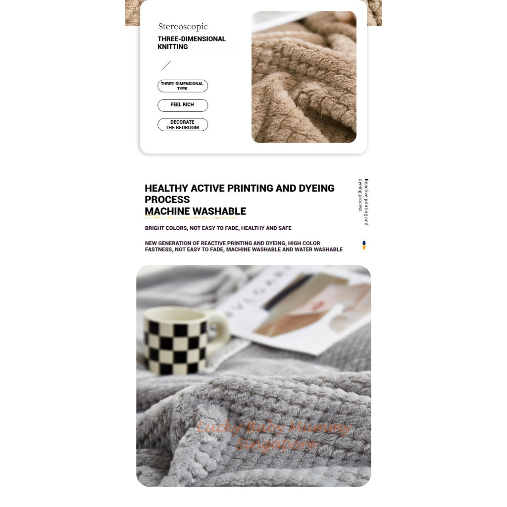 Solid Color Flannel Blanket / Thickened Luxury Waffle Blanket / Living Room Sofa Soft Blankets