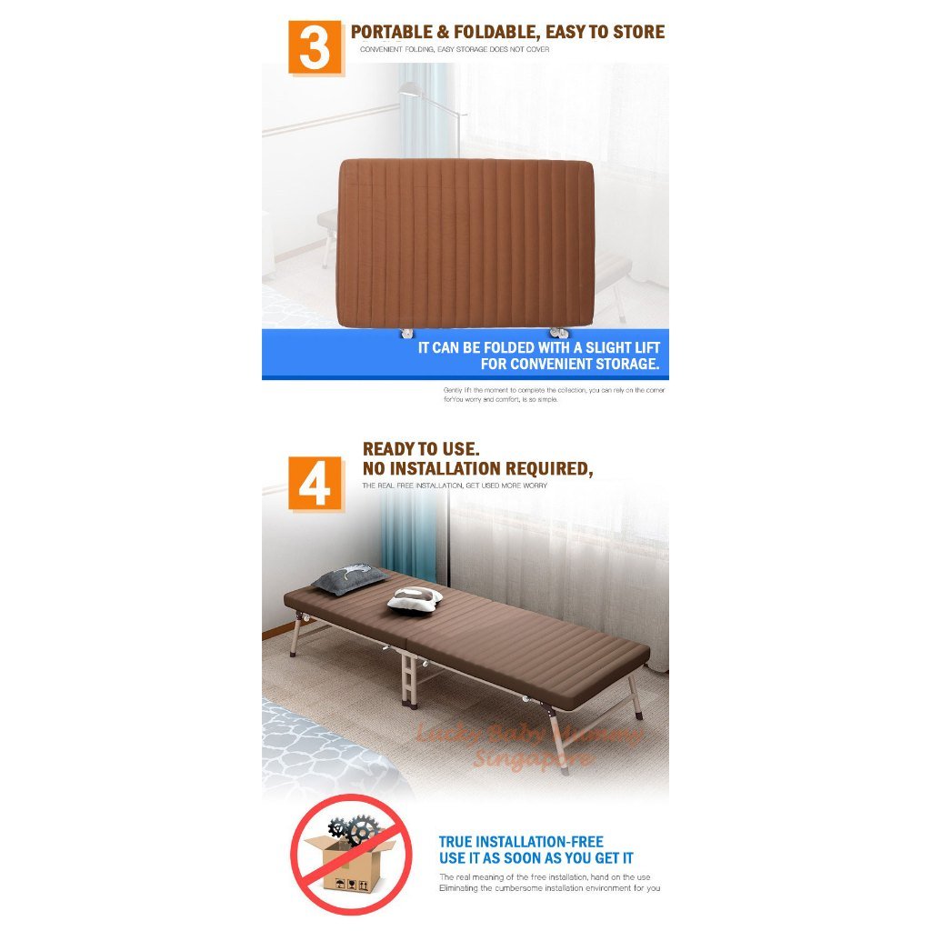 Foldable Single Bed with Adjustable Backrest