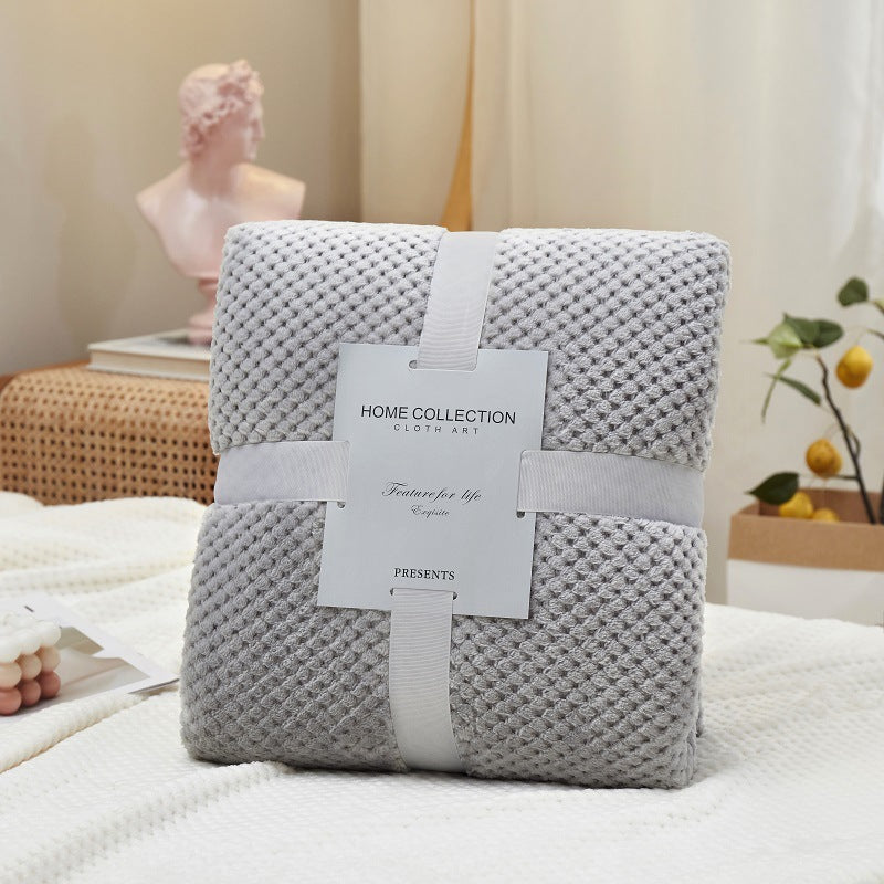 Solid Color Flannel Blanket / Thickened Luxury Waffle Blanket / Living Room Sofa Soft Blankets