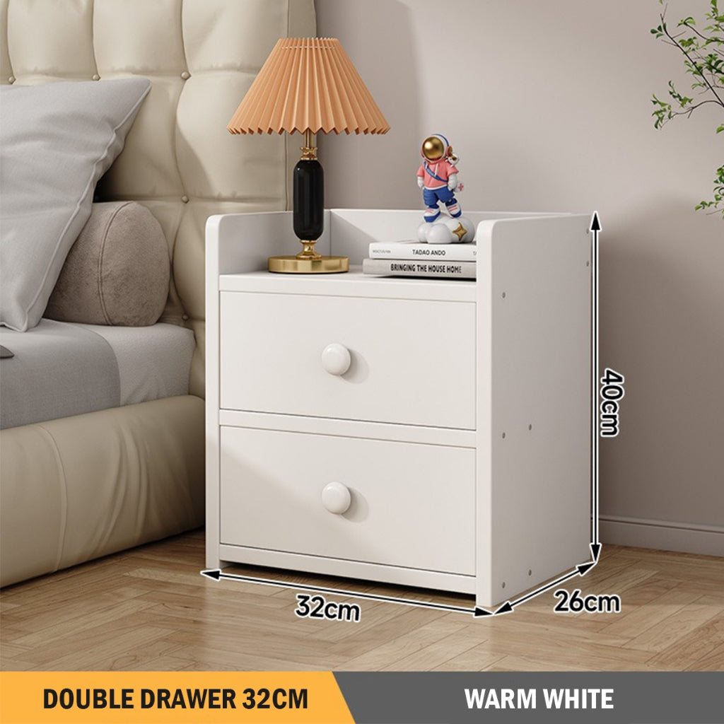 Modern Minimalist Narrow Bedside Table with Drawers