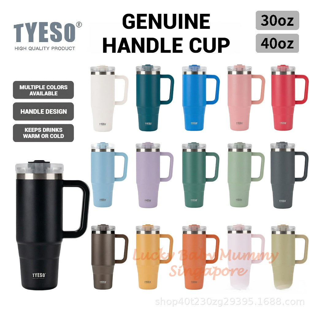 TYESO Thermal Tumbler with Handle /304 Stainless Steel Waterbottle / Flask / Cup With Straw/40oz Large Water Bottle