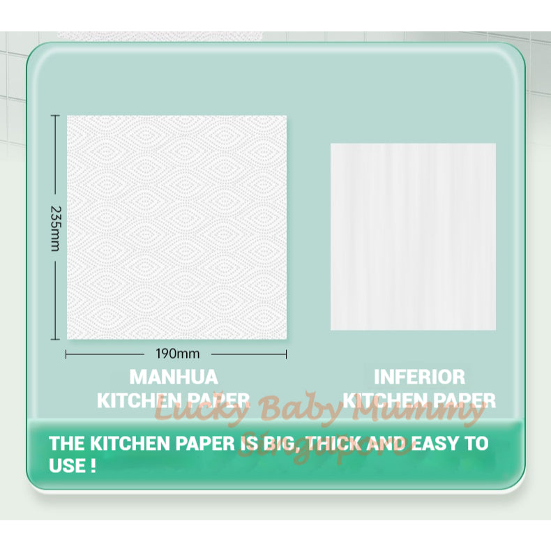 【4 Packs / Box】ManHua 2-Ply 200 Sheets Kitchen Towel Paper / Hanging Paper Towel / Wall-Mounted Napkin