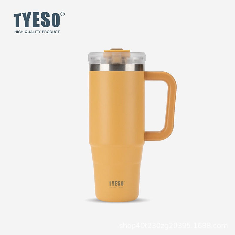 TYESO Thermal Tumbler with Handle /304 Stainless Steel Waterbottle / Flask / Cup With Straw/40oz Large Water Bottle